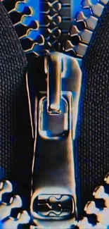 Closeup of a metallic zipper with vibrant colors and intricate details.