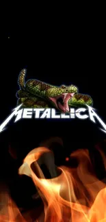 Metallica logo with snake on black background.