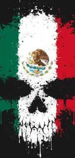 Mexican flag skull design mobile wallpaper.