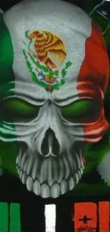 Mexican skull with flag colors and the message 'Til I Die'.