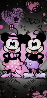 Mickey and Minnie Mouse cute wallpaper design.