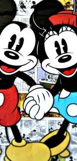 Mickey and Minnie in vibrant comic style.