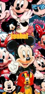 Mickey and Minnie Mouse colorful cartoon wallpaper.