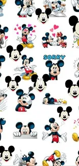 Mickey Mouse lively expressions mobile wallpaper.