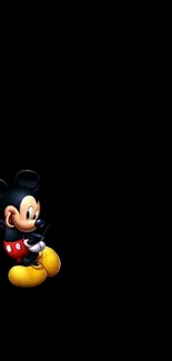 Mickey Mouse on a sleek black background, minimal design.