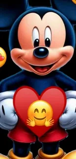 Mickey Mouse with heart emoji wallpaper