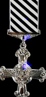 Three vibrant military medals displayed elegantly.