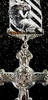 Elegant display of three military medals.