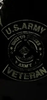 Black military patch with U.S. Army veteran insignia.