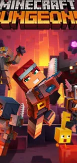 Vibrant Minecraft Dungeons wallpaper with colorful heroes.