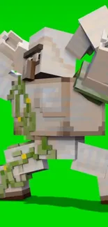 Minecraft Golem on vibrant green wallpaper.