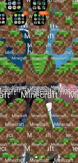 Minecraft tree artwork on mobile screen