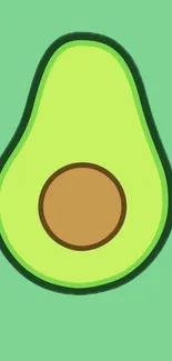 Minimalist avocado illustration on a light green background.