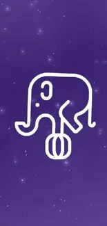 Minimal purple wallpaper with cute elephant illustration.