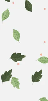 Minimal green leaf pattern on a white background for mobile wallpaper.