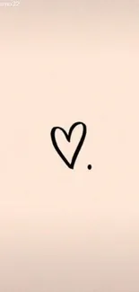 Minimalist heart and dot on pale pink background.