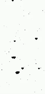 Minimal black hearts on a white background wallpaper.