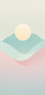 Minimal pastel mobile wallpaper with waves and sun.