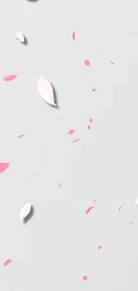 Minimal pink petal wallpaper with a light gray background for mobile.