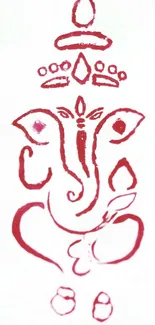 Minimalist red Ganesha art on white background wallpaper.