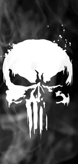 Bold minimal skull on black background wallpaper.