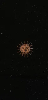 Minimal black wallpaper with a central sun design.