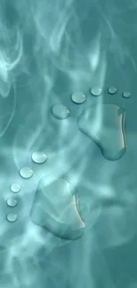 Minimal water droplet footprint on teal background wallpaper.