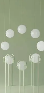 Minimalist abstract wallpaper with white spheres.