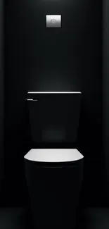 Minimalist black toilet in a dark themed modern bathroom with sleek design.