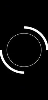 Minimalist black circle design with white accents.