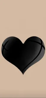 Minimalist wallpaper with a black heart on a beige background.