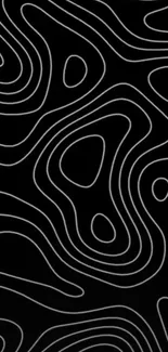 Abstract black wallpaper with white lines forming a minimalist pattern.