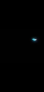 Minimalist black wallpaper with a glowing blue detail for mobile phones.