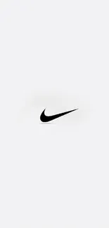 Minimalist wallpaper with a black swoosh logo on a light gray background.