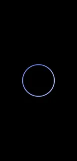 Minimalist blue circle on a black background mobile wallpaper.