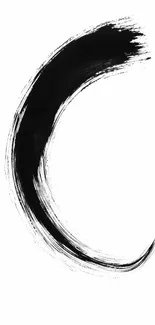 Minimalist black brushstroke on white background wallpaper.
