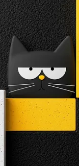 Minimalist cat design in black and yellow wallpaper.