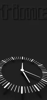 Minimalist clock design wallpaper for mobile with a black background.