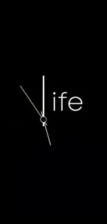 Minimalist clock design on black background.