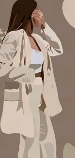 Minimalist art of a woman in beige tones.