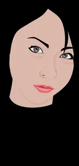 Minimalist illustration of a woman's face on black background.