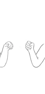 Minimalist line art of two fists in black and white.