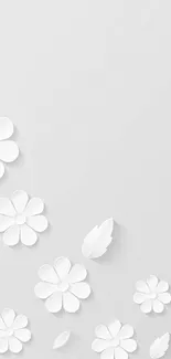 Minimalist wallpaper with 3D white floral design for a clean mobile background.