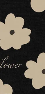 Minimalist wallpaper with beige flowers on a dark background.