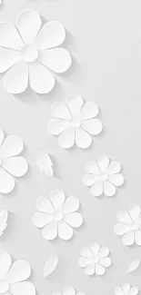 Minimalist wallpaper with white floral cutouts on a light background.