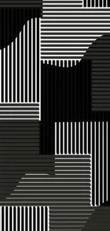 Black and white geometric lines wallpaper.