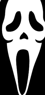 Minimalist ghost face in black and white design for mobile wallpaper.