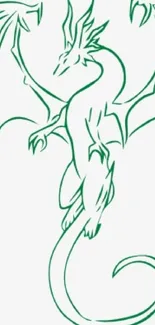 Minimalist green dragon wallpaper art for phones.