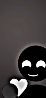 Minimalist animated face with heart wallpaper.