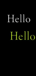 Minimalist 'Hello' text on black background wallpaper.